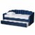 Bowery Hill Navy Blue Velvet Twin Size Daybed with Trundle Perspective: top