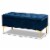Bowery Hill Navy Blue Velvet Gold Button Tufted Storage Ottoman Perspective: top