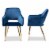 Bowery Hill Germaine Navy Blue Velvet Metal Dining Chairs (Set of 2) Perspective: top