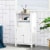 Bathroom Linen Storage Cabinet Freestanding Cupboard w/ Doors, Shelves, White Perspective: top