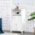 Bathroom Linen Storage Cabinet Freestanding Cupboard w/ Doors, Shelves, White Perspective: top