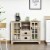 Modern Sideboard Storage Kitchen Cabinet Buffet Server w/ Glass Doors, White Oak Perspective: top