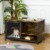 Wooden Cat House End Table, Elevated Kennel Pet Bed w/ Cushion, Rustic Brown Perspective: top