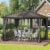 10'x12' Hardtop Gazebo, Mesh, Curtains, Steel Slat Canopy, Outdoor Events, Dark Grey Perspective: top