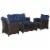 4 PC Outdoor Patio Conversation Sectional Set w/ Sofa & Coffee Table, Blue Perspective: top