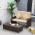 2 PCS Patio Wicker Loveseat Sofa Set Daybed Furniture w/ Storage Ottoman Perspective: top