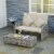 2 PCS Patio Wicker Loveseat Sofa Set Daybed Furniture w/ Storage Ottoman Perspective: top