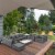 Outside Sitting & Conversation Sofa Set w/ Thick Sofa Cushions & Tea Table, Black Perspective: top