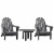 3pc Outdoor Folding Patio Furniture Set, 2 Adirondack Chairs, Table, Dark Grey Perspective: top