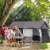 Large Camping Tent Heavy-Duty, Mesh or Fabric Ceiling, 8 to 10 Person Tent, Grey Perspective: top