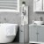 Bathroom Storage Cabinet Slim Freestanding Linen Tower Cabinet w/ Shelf Grey Perspective: top