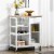 Utility Kitchen Cart Rolling Kitchen Island Storage Trolley w/ Wine Rack, White Perspective: top