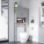 Over The Toilet Storage Cabinet, Double Door Bathroom Organizer w/ Shelf, Grey Perspective: top
