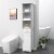 Tall Bathroom Storage Cabinet, Freestanding Linen Tower Slim Organizer, White Perspective: top