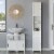 White Tall Standing Bathroom Linen Tower Storage Cabinet for Bathroom and Vanity Perspective: top