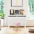 Vanity Table Set Writing Desk Makeup Table w/Round Storage Ottoman Pink Perspective: top