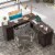 66.5'' L Shaped Home Office Desk Corner Computer Desk Keyboard Tray Dark Brown Perspective: top