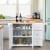 Gymax Drop-Leaf Kitchen Island Trolley Cart Wood Storage Cabinet w/ Spice Rack Black Perspective: top