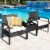 3PCS Patio Rattan Furniture Set Conversation Sofa Cushioned Coffee Table Garden Perspective: top