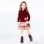 Hooded Long Sleeve Dress Burgundy And Pink Plaid Perspective: top
