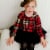 Plaid Dress With Long Sleeves And Mesh Skirt Perspective: top