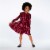 Long Sleeve Crinkle Dress Red Violet Perspective: top