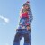 Printed Frosted Flowers Two Piece Snowsuit Navy Blue And Red Perspective: top
