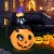 5FT Inflatable Halloween Decor Pumpkin with Witch's Black Cat w/ LED & Sandbags Perspective: top