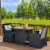 3PCS Patio Wicker Bistro Set PE Rattan Dining Table Set w/ Grey Cushions Perspective: top