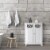 Elegant Home Fashions Wooden Bathroom Floor Cabinet 2 Doors White Dawson 6841 Perspective: top