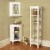 Elegant Home Fashions Wooden Bathroom Linen Storage Cabinet Space Saver w/ 5 shelves White Perspective: top