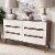 Levan Home Modern 6 Drawer Double Dresser in White and Walnut Perspective: top