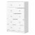 Levan Home Contemporary 5 Drawer Engineered Wood Chest/Bedroom Dresser in White Perspective: top
