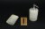 Taupe Ceramic Soap Dish and Lotion Dispenser Kitchen / Bath Accessory Set Perspective: top