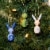 Holiday Ornament Springtime Rabbits Wood Easter Bunny Painted Ro2100 Blue Perspective: top