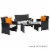 Costway 4PCS Patio Rattan Wicker Furniture Conversation Set Cushioned Sofa Table Perspective: top