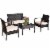 Costway 4PCS Patio Rattan Conversation Furniture Set Cushioned Seat Glass Table Perspective: top