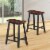 Gymax Set of 2 Bar Stools 24''H Saddle Seat Pub Chair Home Kitchen Dining Room Brown Perspective: top