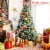 7ft Unlit Hinged Artificial Christmas Tree w/ Snow Flocked Tips and Red Berries Perspective: top
