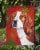 Beagle Red and Green Snowflakes Holiday Christmas Garden Flag Perspective: top