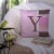Letter Y Initial Monogram - Pink Stripes Fabric Decorative Pillow Perspective: top