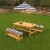 KidKraft Outdoor Children's Table & Bench Set with Cushions & Umbrella - Navy & White Stripes Perspective: top