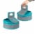 Insulated Round Thermal Casserole Food Carrier for Lunch, Teal and Grey Perspective: top