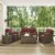 5-Piece Outdoor Wicker Loveseat, Two Arm Chairs, Side Table & Glass Top Table Perspective: top