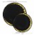 10.25  Black with Gold Moonlight Round Disposable Plastic Dinner Plates (120 Plates) Perspective: top