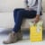 Medium Gift Bag (#77): Hallmark Medium Gift Bag with Tissue Yellow Chevrons Perspective: top