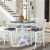 36  Round Wood Extension Bar Height Table and 4 Stools in White/Heather Gray Perspective: top