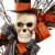 National Tree Company Artificial Skeleton's Halloween Wreath, Decorated with Branches, Orange Perspective: top