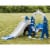 TR LAYNE Indoor/Outdoor Kids 4 Function Slide, Baby Swing & Basketball Hoop Combo. Perspective: top