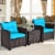 Costway 3PCS Patio Rattan Furniture Set Cushioned Conversation Set Sofa Turquoise Perspective: top